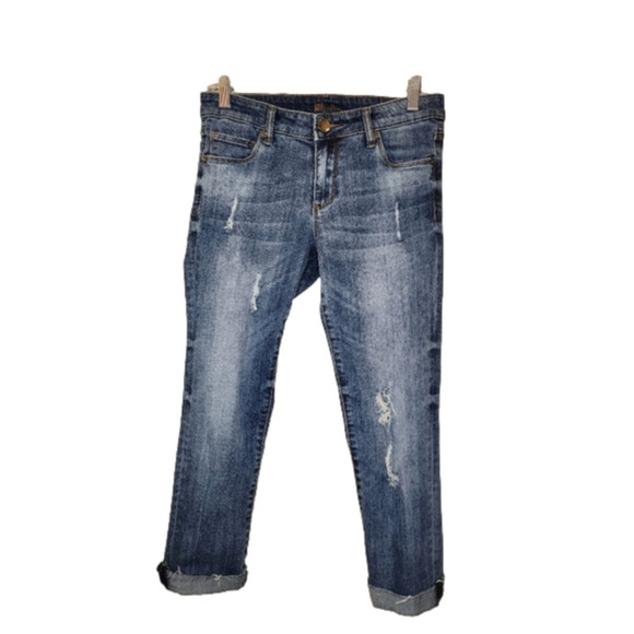 KUT from The Kloth Raw Hem Distressed Capri Cropped Peddle Pusher Jean Size 4 - Picture 1 of 14
